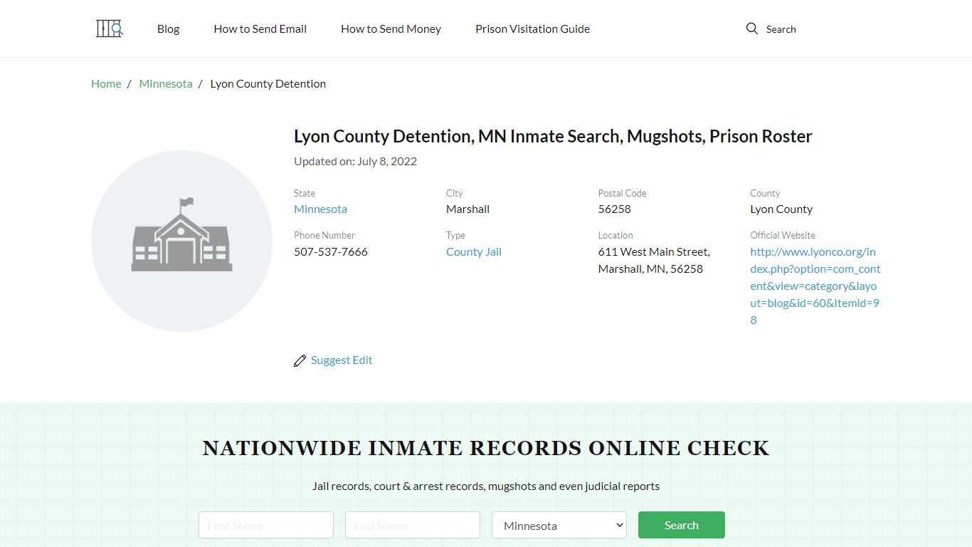 Lyon County Detention, MN Inmate Search, Mugshots, Prison ...